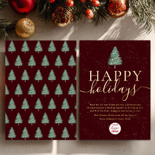Happy Holidays Christmas Trees Company Logo Gold