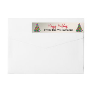 Happy Holidays Christmas Trees Return Address Wrap Around Label