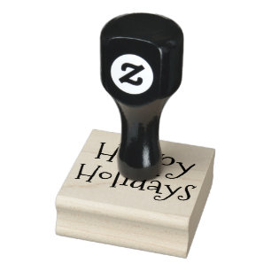 Happy Holidays Christmas Typography Rubber Stamp
