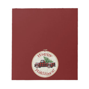 Happy Holidays! Christmas Vintage Pickup Truck Notepad
