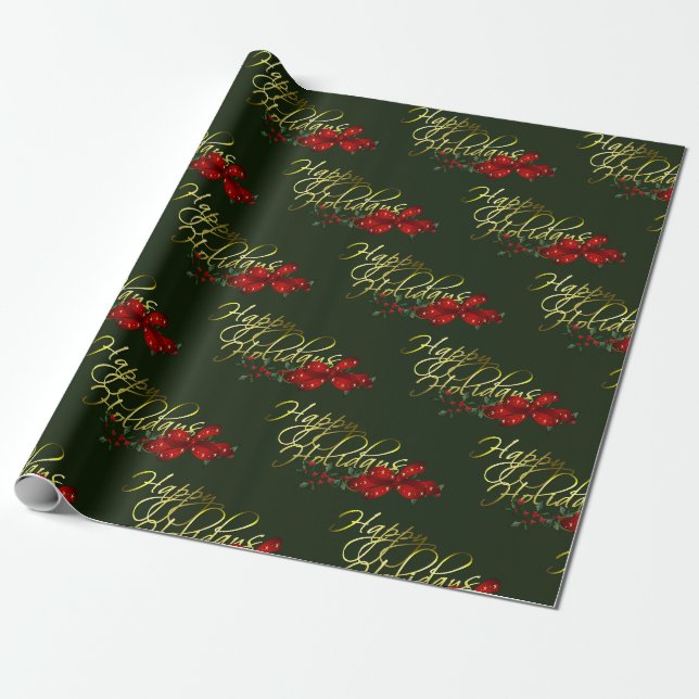 Happy Holidays Christmas Wrapping Paper (Unrolled)