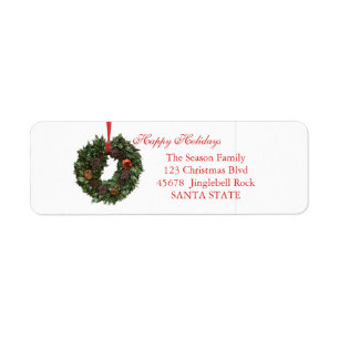Happy Holidays Christmas wreath Holiday Label