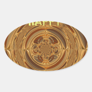 Happy Holidays Circle Art Print/Design Oval Sticker