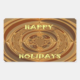 Happy Holidays Circle Art Print/Design Rectangular Sticker