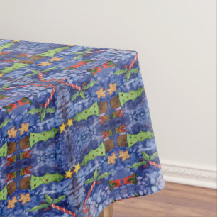 Happy Holidays Classic Christmas Icons Watercolor Tablecloth