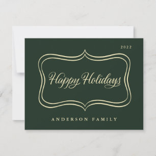Happy Holidays Classic Gold Frame Holiday Card