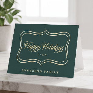 Happy Holidays Classic Gold Frame Holiday Card