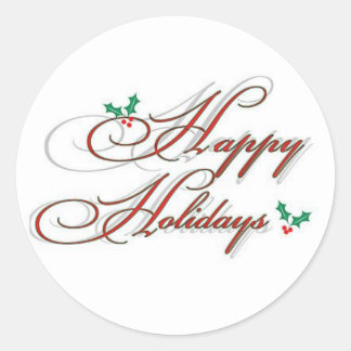happy holidays classic round sticker