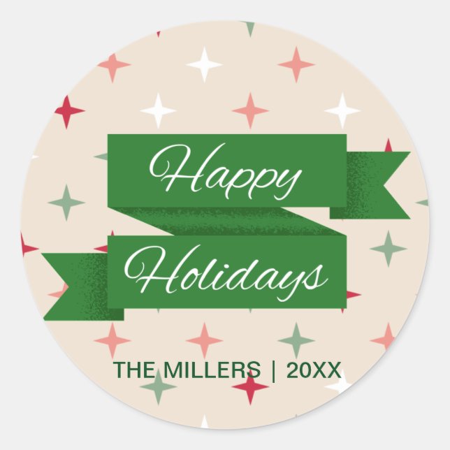 Happy Holidays Classic Round Sticker (Front)