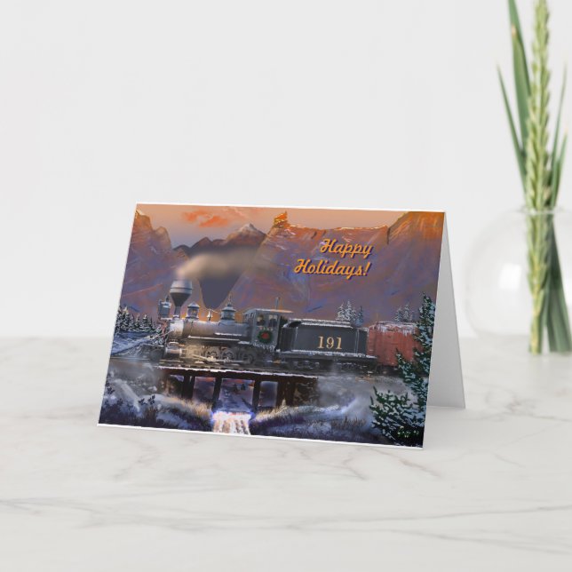 Happy Holidays!  Colorado Steam Train/snow Holiday Card (Front)