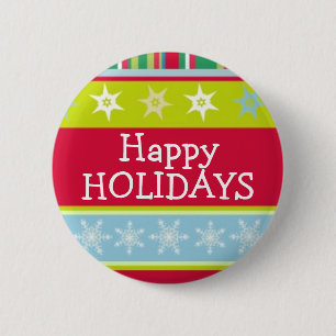 Happy Holidays colourful christmas button/badge 6 Cm Round Badge