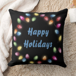Happy Holidays Colourful & Festive Christmas Light Cushion