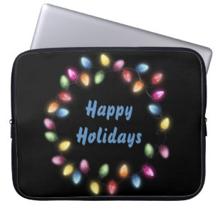 Happy Holidays Colourful & Festive Christmas Light Laptop Sleeve