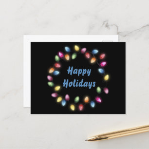 Happy Holidays Colourful & Festive Christmas Light Postcard