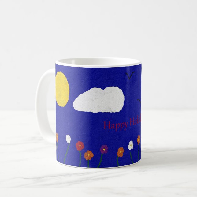 "Happy Holidays" Colourful Holiday Classic Mug (Front Left)