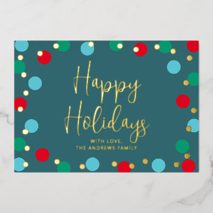 Happy Holidays Colourful Teal Gold