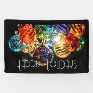 Happy Holidays Colourful Xmas Lights Banner