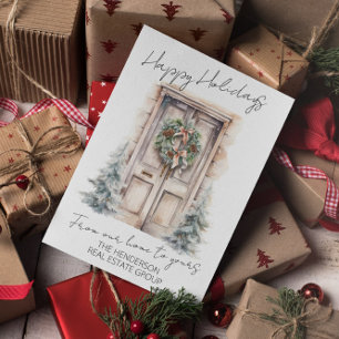 Happy Holidays Company From our Home to Yours QR  Holiday Card