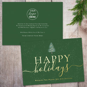 Happy Holidays Company Logo Christmas Tree Gold