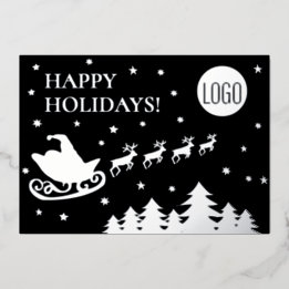 Happy Holidays Company Logo Santa sleigh 