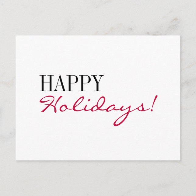 Happy Holidays Contemporary Postcards Red White (Front)