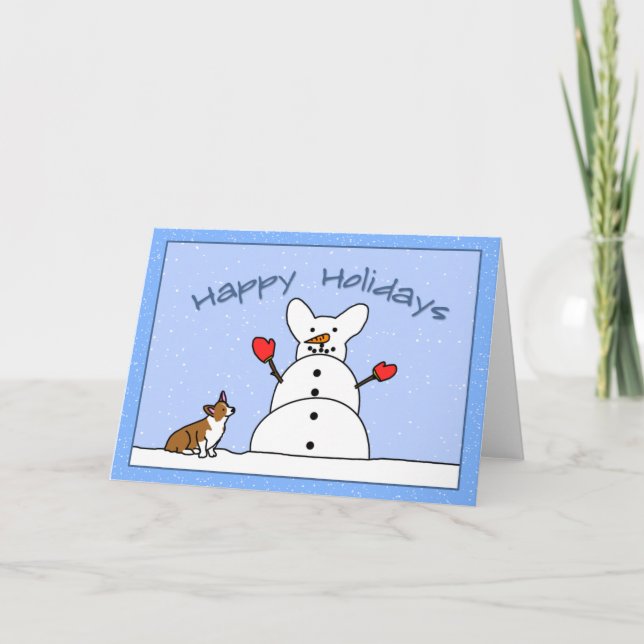 Happy Holidays Corgi Christmas Card (Front)