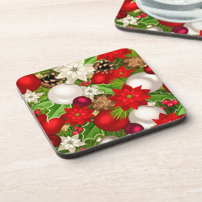 Happy Holidays Cork-Backed Coasters (Left Side)