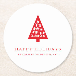 HAPPY HOLIDAYS Corporate Business Company Round Pa Paper Coaster