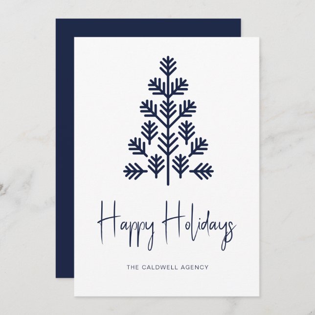 Happy Holidays Corporate Business Navy Holiday (Front/Back)
