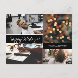 Happy Holidays Corporate Christmas Photo collage Postcard