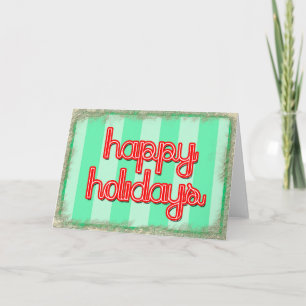 happy holidays corporate customise red green holiday card