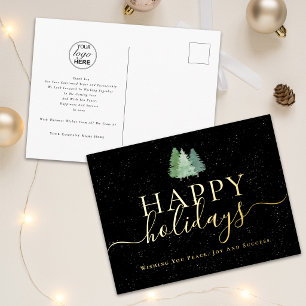 Happy Holidays Corporate Logo Christmas Trees Foil Holiday Postcard