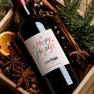 Happy Holidays Corporate Wine Bottle Label