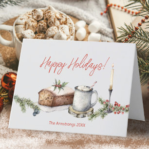 Happy Holidays Cosy Fruitcake Chocolate Candle Holiday Card
