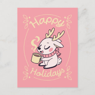 Happy Holidays Cosy Reindeer Holiday Postcard