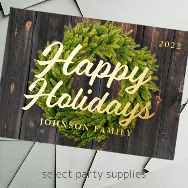 Happy Holidays Country Rustic Pine Wreath Wood (Creator Uploaded)