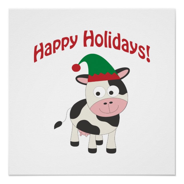 Happy Holidays! Cow Elf Poster (Front)