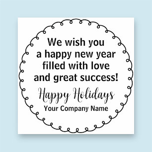 Happy Holidays Custom Business Wood Stamp 2 Inch