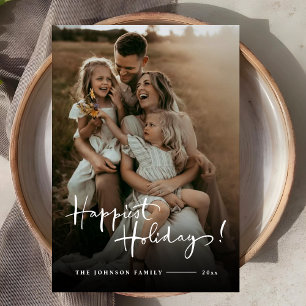 Happy Holidays   Custom Elegant Script Photo Holiday Card