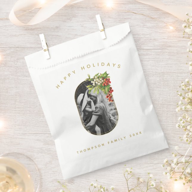 Happy Holidays Custom Photo Family Christmas Favour Bags (Clipped)