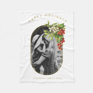 Happy Holidays Custom Photo Family Christmas Fleece Blanket