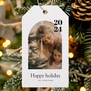 Happy Holidays Custom Photo Personalised Gift Tags