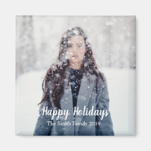 Happy Holidays Customisable Christmas Magnet