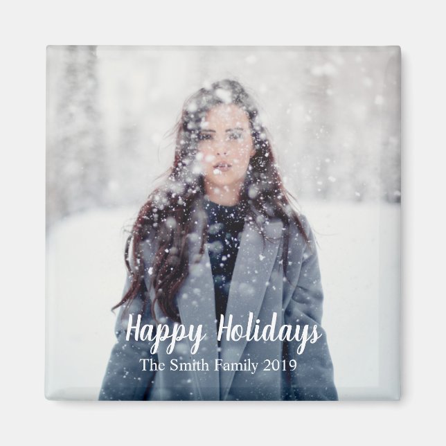 Happy Holidays Customisable Christmas Magnet (Front)