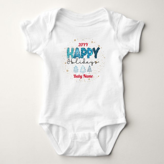 Happy Holidays Customise Baby Bodysuit (Front)