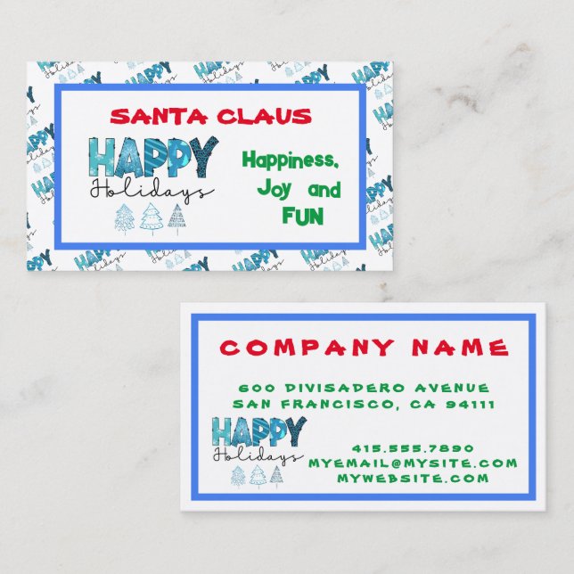 Happy Holidays Customise Business Card (Front/Back)