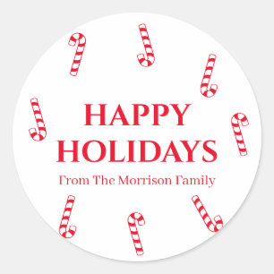Happy Holidays, customise name gift favour sticker
