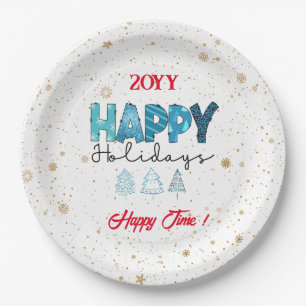 Happy Holidays Customise Paper Plate