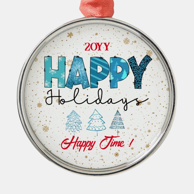 Happy Holidays Customize Metal Tree Decoration (Front)
