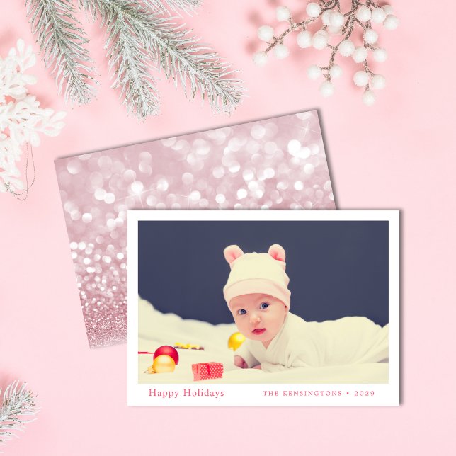 Happy Holidays Cute Baby Photo Holiday Card (Personalized Baby’s First Christmas Holiday Card)